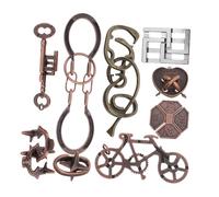 ERINGOGO 9Pcs Brain Teaser Puzzle Metal Interlocking Mind Game for Adults Cognitive Skill Training Party Fun and Problem Solving Challenge