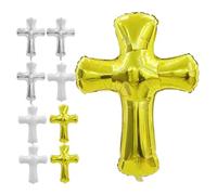 ERINGOGO 9pcs Jumbo Baptism Balloons Cross Shape Foil Balloons for Showers Birthday Weddings Communion Decorations Boy Girl Friendly Party Supplies