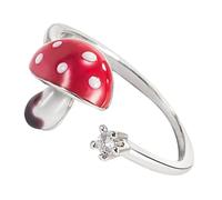 ERINGOGO Adjustable Mushroom Alloy Ring for Women and Teens Scratch Resistant Open Finger Ring with Charming Cute Design Simple Elegant Gift for Friends