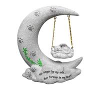 ERINGOGO Angel Cat Ornament Resin Pet Gravestone Moon Shape Cat Memorial Stone for Indoor Use Expressing Remembrance Grey Creative Adorable Memorial Gift for Family Friend