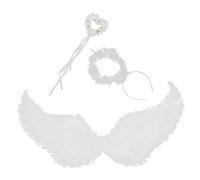ERINGOGO Angel Wing Prop for Women White Medium Fairy Wings with Headband and Wand Lightweight Plume Costume Accessories for Cosplay Stage Performance Party Dress Up