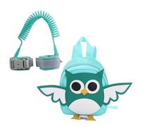 ERINGOGO Anti-Lost Backpack with Strap for Toddlers and Kids, 1.5m Owl Print Safety Walking Harness Bag in Mint Green for Travel and Outdoor Use