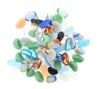 ERINGOGO Aquarium Decorative Luminous Glass Stones Mixed Color Small Pebbles for Fish Tank Landscaping and Hydroponics, Natural Bottom Gravel for Aquatic Ornament, 1lb Set Random Color