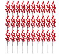 ERINGOGO Artificial Christmas Red Faux Stems 30pcs Berry Branches Decoration No Watering Or Pruning Required for Weddings and Holiday Functions