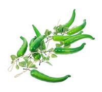 ERINGOGO Artificial Hanging Green Long Pepper Strings 5pcs Simulation Chili Decor for Farmhouse, Kitchen, and Photography Props, Fake Vegetable Pendant Indoor Decoration