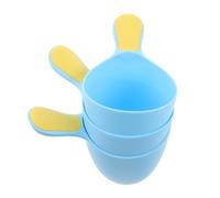 ERINGOGO Baby Shampoo Rinser Bath Rinse Cup 3pcs, Soft Plastic Water Scoop with Ergonomic Handle for Gentle Toddler Hair Washing, Newborn Bath Accessory, Blue
