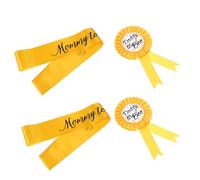 ERINGOGO Bee Theme Shower Sash Ribbon Brooch Set, 4Pcs Party Badge with Bee Design, Decorative Sash for Newborn, Maternity and Twin Shower Accessories