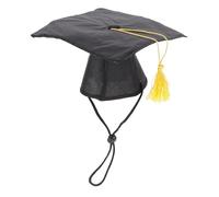 ERINGOGO Black Cloth Dog Graduation Hat with Yellow Tassel Headgear for Small to Large Pets DIY Party Decoration Accessory for Dog Supplies