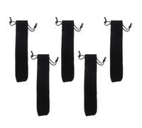 ERINGOGO Black Drawstring Pen Pouch Lint Sleeve 5pcs for Children | 3x16cm Size, Pen Storage Use, Drawstring Accessory, Pack of Five