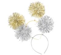 ERINGOGO Bopper Headband Set 2pcs Pom Pom Hair Accessories Silver and Gold Shiny Laser Glitter Party Headbands for Women Birthday Valentine's Day Photo Booth