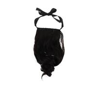 ERINGOGO Brown Wavy Ponytail Extension with Easy Tie Design Natural-looking Curly Short Hairpiece for Women Comfortable Material Elegant High Ponytail Hair Accessory