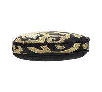 ERINGOGO Buddhist Sound Bowl Cushion 10cm Black Gold Tibetan Singing Bowl Holder Mat for Meditation and Temple Use Handmade Wooden Fish Pattern