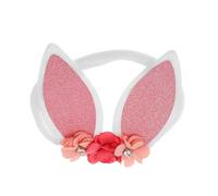 ERINGOGO Bunny Ears Headband with Floral Decoration, Cute Rabbit Accessories for Babies and Kids, Soft Elastic Easter Costume Hairband for Party and Cosplay