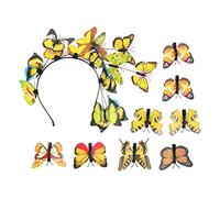 ERINGOGO Butterflies Hairband and Headband Set 9pcs Butterfly Hair Clips for Women and Girls Yellow Hair Accessories for Daily Wear and Parties