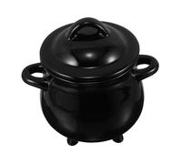 ERINGOGO Ceramic Cauldron Mug with Lid Black Witch Cauldron Bowl for Soup Coffee Candy Holder Halloween Party Decoration Multipurpose Fantasy Themed Tableware