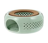 ERINGOGO Ceramic Tea Warmer Light Green Retro Design Non-slip Base Porous Ventilation Household Teapot Heater for Home Use