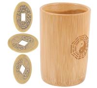 ERINGOGO Chinese Style Bamboo Divination Game with Vintage Copper Coins Feng Shui Fortune Telling Tool for Learning Buddhist Decoration and Chinese Year Games Mini Bamboo Bucket Prop