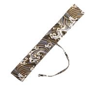 ERINGOGO Chinese Style Folding Fan Pouch Gray Wave Pattern Protective Sleeve Dustproof Hand Fan Bag for Wedding Travel Elegant Traditional Design