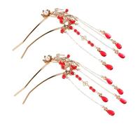 ERINGOGO Chinese Style Hairpin Pair with Fish Motif and Flowing Tassels Antique Finish Hair Accessories for Women Durable Traditional Hair Stick for Wedding Brides and Hanfu Hairstyles
