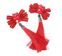 ERINGOGO Chinese Year Hair Clips for Thin Hair Red Tassel Butterfly Knot Barrettes Elegant Chinese Style Hairpins for Teens Festive Hanfu Accessories with Traditional Charm