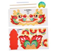 ERINGOGO Chinese Year Paper Dragon DIY Craft Kit Handheld Red Paper for Spring Festival Decoration and Hand-eye Coordination Activity