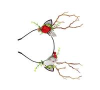 ERINGOGO Christmas Antler Hairband for Durable Holiday Headband with Realistic Deer Antlers and Pinecone Flower Decor for Birthday Parties Cosplay and Festive Celebrations