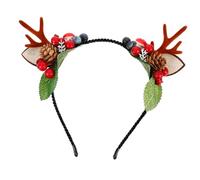ERINGOGO Christmas Deer Antler Headband Lightweight Hairband with Fake Pine Cones and Berries Festive Christmas Headdress for Holiday Parties and Seasonal Celebrations