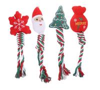 ERINGOGO Christmas Teething Dog Set 4pcs Portable Puppy Molar Chew with Plush Red Santa Hat Green Christmas Tree Red Snowflake Household Puppy Supply for Dental Care and Interactive Play