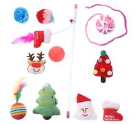ERINGOGO Christmas Themed Cat Teaser Wand Interactive Cute Cat Stick Lightweight Portable Self Play Teaser with Scratch Resistant Durable Design for Kitten Hunting Simulation and Bonding