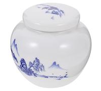 ERINGOGO Classic Hand Painted Blue and White Porcelain Ceramic Tea Canister with Airtight Seal Multi Use Storage Jar for Loose Leaf Tea Candy and Food Items Decorative Household Canister