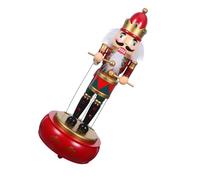 ERINGOGO Classic Wooden Nutcracker Music Box with Round Base Festive Christmas Soldier Figurine Playing Soothing Melodies Holiday Decor for Living and Bedroom Celebration