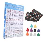 ERINGOGO Color Coded Ukulele Fretboard Stickers with Chord Chart and Versatile Picks Beginner Friendly Learning Set for Rapid Mastery and Sound Practice