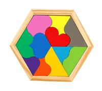 ERINGOGO Colorful Heart-Shaped Wooden Jigsaw Puzzles for Kids 11-Piece Brain Teaser Toy Geometry Logic Puzzle for Early Learning and Parent-Child Interactive Play