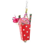 ERINGOGO Colorful Ice Cream Snack Bucket Bird Foraging Natural Chewing Hanging Parrot Cage Shredding Lightweight Wear-resistant Bird Plaything for Relaxation and Home Decoration Red