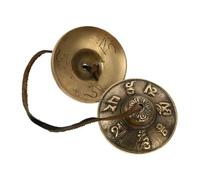 ERINGOGO Copper Meditation Cymbal Bell Portable Handcrafted Yoga Instrument with Six-word Design for Buddhist Spiritual Practice and Healing