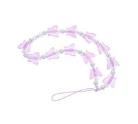 ERINGOGO Crystal Butterfly Phone Lanyard with Pearl Pendant Fall Decorative Chain for Easy Attach Detach Mobile Strap Wrist Hanging Phone Charm Accessory