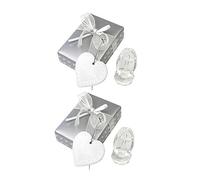 ERINGOGO Crystal Cross Figurine Baptism 2pcs Baby Shower Tabletop Cross Decoration Standing Crystal Ornaments Box Blessing Guest