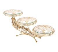 ERINGOGO Crystal Glass Fruit Tray Dessert Display Stand Cake Pallet Candy Holder Golden 1pcs Luxury Serveware for Parties Weddings and Home Dining