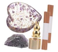 ERINGOGO Crystal Heart-shaped Smudge Bowl Incense Burner with Natural Crystal Fragments Decorative Holder for Yoga Meditation Spiritual Cleansing and Home