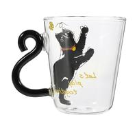 ERINGOGO Cute Cat Glass Mug with Ergonomic Handle Versatile Office Home Drink Cup for Coffee Tea Juice Practical Non-Slip Design for Cat Lovers and Daily Use