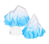 ERINGOGO Decorations Igloo Design Details Realistic with Lifelike Decor and Glacier PVC 3pcs Miniature Ice Iceberg Multiuse Arctic House Figurines for Micro Landscapes and Home