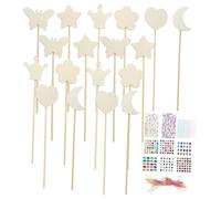 ERINGOGO DIY Fairy Wands Set for Princess Sticks with Ribbon Tails and Decorative Stickers Lightweight Craft Kit for Birthday Parties and Creative Hand Painting Activities
