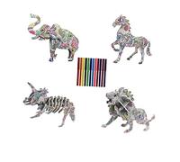 ERINGOGO DIY Paper Graffiti Puzzle for Pens Educational Creative for Spatial Thinking Development Interactive Handcraft Activity Featuring Lion Dinosaur Horse and Elephant Designs