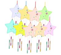 ERINGOGO DIY Wooden Star Wind Chime Kit for Indoor Outdoor Hanging Ornament with Stars Tubes Paint Brushes Silver Wire Colored Strings for Handmade Crafts and Festive Decorations