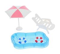 ERINGOGO Dollhouse Beach Play Accessories with Pool Swim Ring Beach Chair and Umbrella for Summer Fun