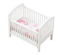 ERINGOGO Dollhouse Miniature Wooden Crib for Vintage Style Play Cradle White Wooden Doll Bed for Stuffed Animals Interactive Rocking Feature Scale Dollhouse Furniture