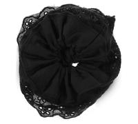 ERINGOGO Double Layer Lace Hair Scrunchies for Women Large Black Ponytail Holder Delicate Hollow Floral Design Elastic Hair Ties for Birthday Wedding Daily Use