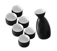 ERINGOGO Drink Cup Sake Kettle Utensil for Japanese Sake Wine Drinkware Warmer Pot Ceramic Wine Pots Rice Cups Japanese Ceramic Drinking Drinkware Black