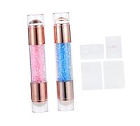 ERINGOGO Dual Head Nail Art Stamper 2pcs Small Manicure Stamper Milky Silicone DIY Nail Stamping Tool for Salon and Home Use with Blue and Pink Heads