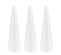 ERINGOGO Durafoam Cone 3PCS Foam Cones for DIY and Crafts, 4.3x11.8 inch White Polystyrene Foam Cones, Christmas Tree Cones, for Xmas Decor, Florist, Dessert Tower Foam Crafts Church